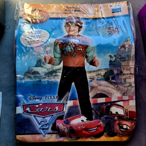 NWT Disney Pixar Cars Tow Mater Halloween Costume Cosplay XS 3T-4T Muscle Arms - Picture 3 of 16